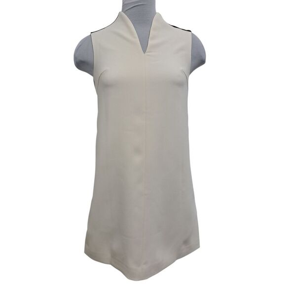 Saturday Club V Neck Feminine Colorblock Shift Mini Dress Cream & Black XXS NWT - Picture 3 of 14